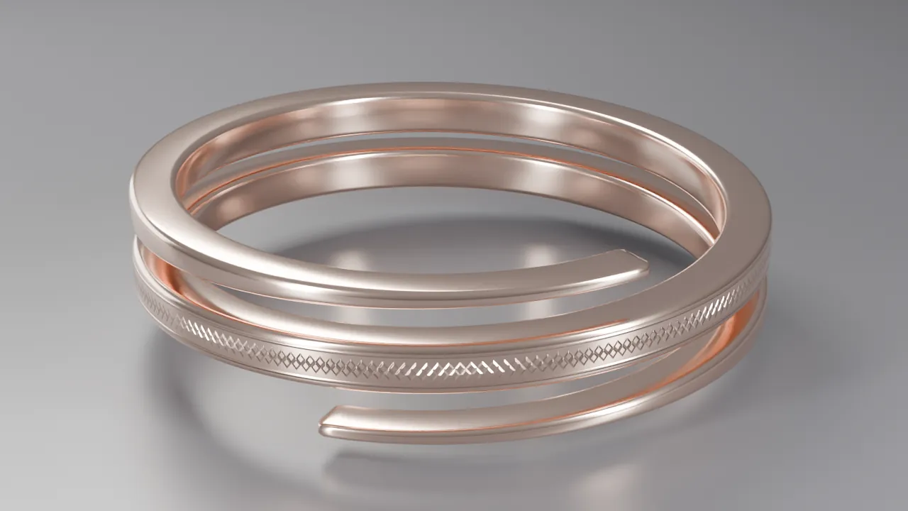 Bracelet Spire en or rose, motif guilloché