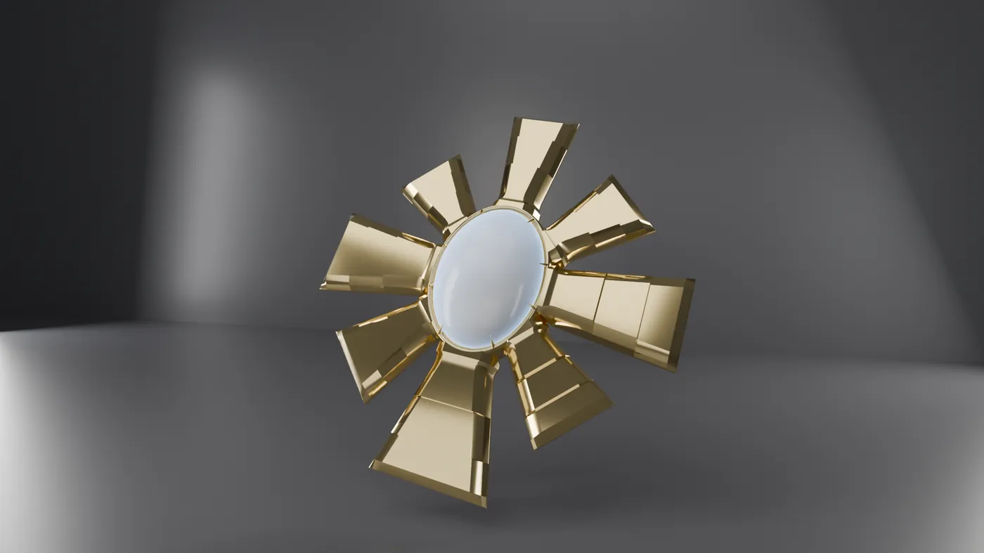Pendentif Spire, pierre de lune sertie de huit rayons d’or