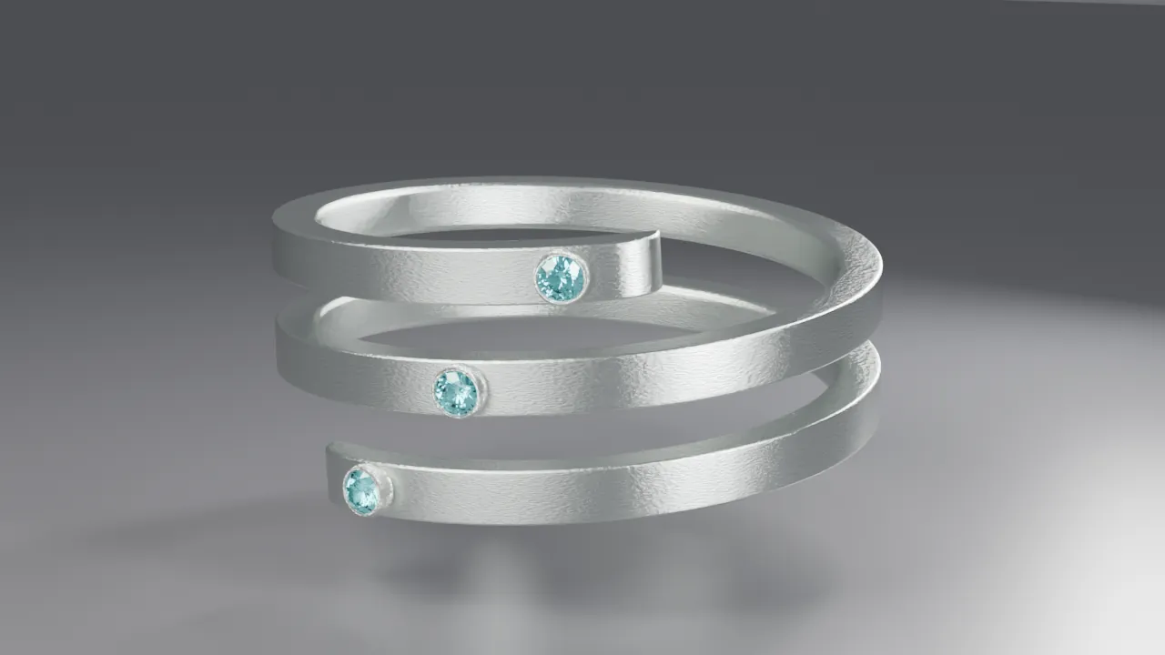 Bague Spire en or blanc, pierres bleues