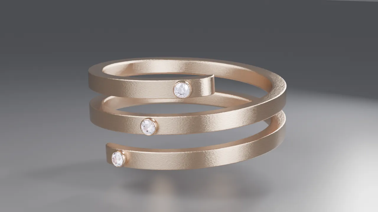Bague Spire en or rose, pierres blanches
