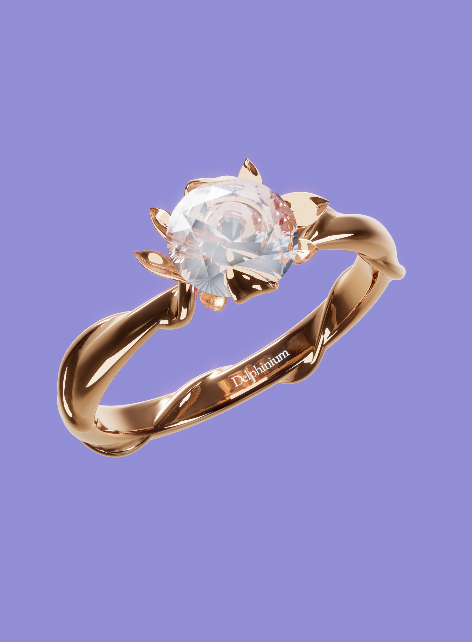 Bague or & pierre précieuse — Delphinium